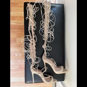 Tan/Cream Thigh high heels